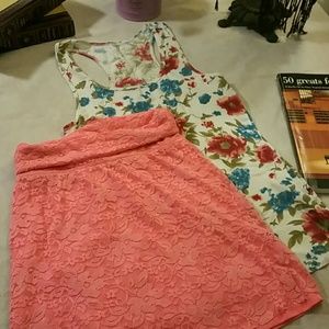 Rue 21 tank top with pink skirt like bottom